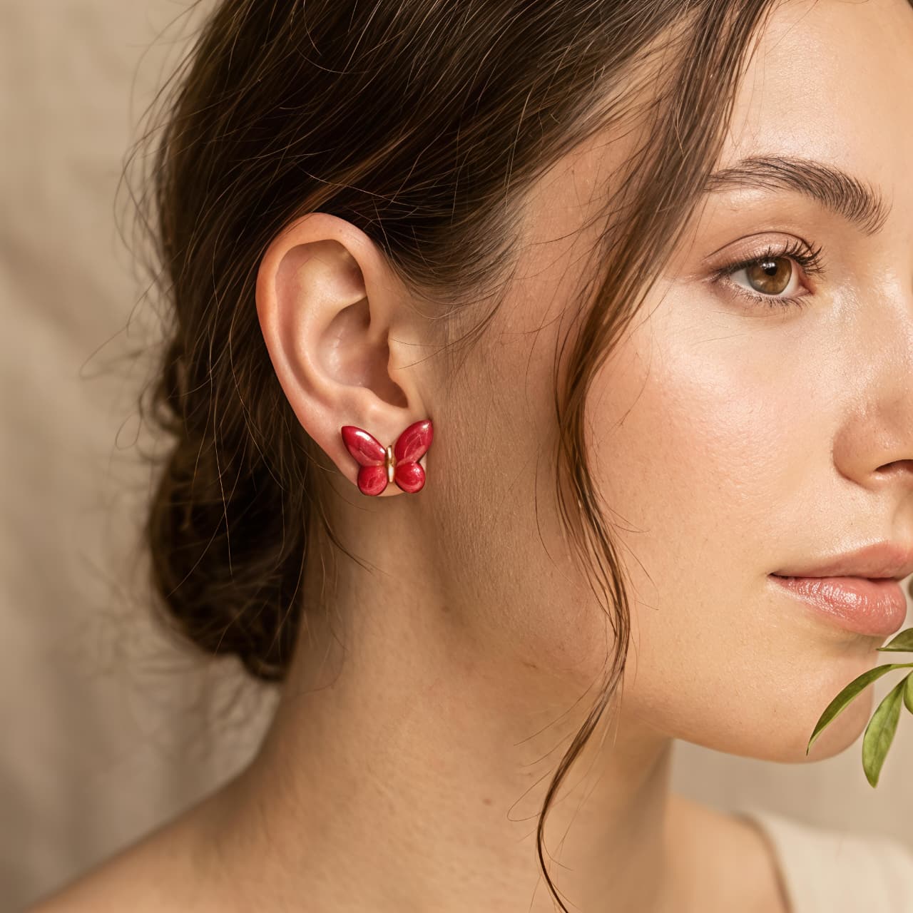 Ruby Butterfly Earrings