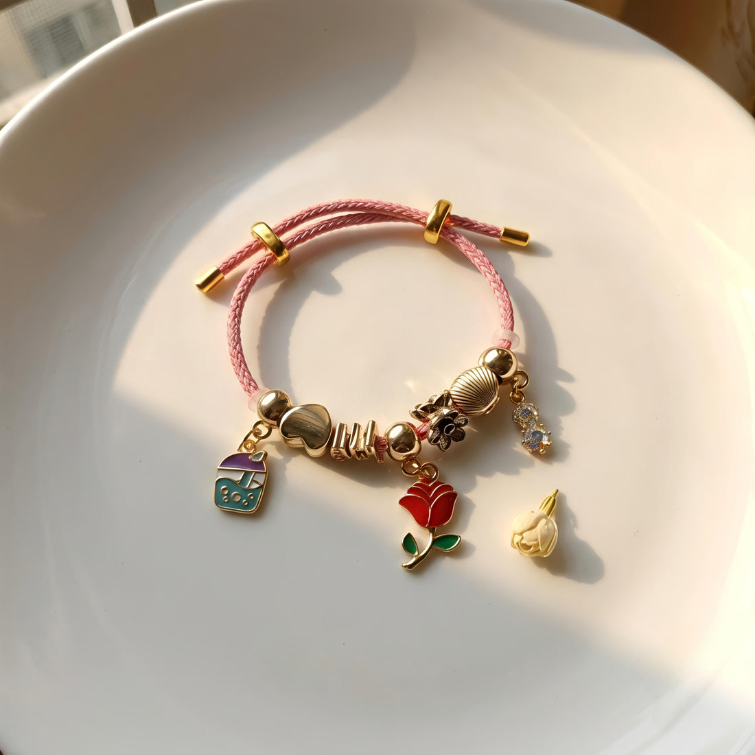Pink Fabric Pandora Bracelet