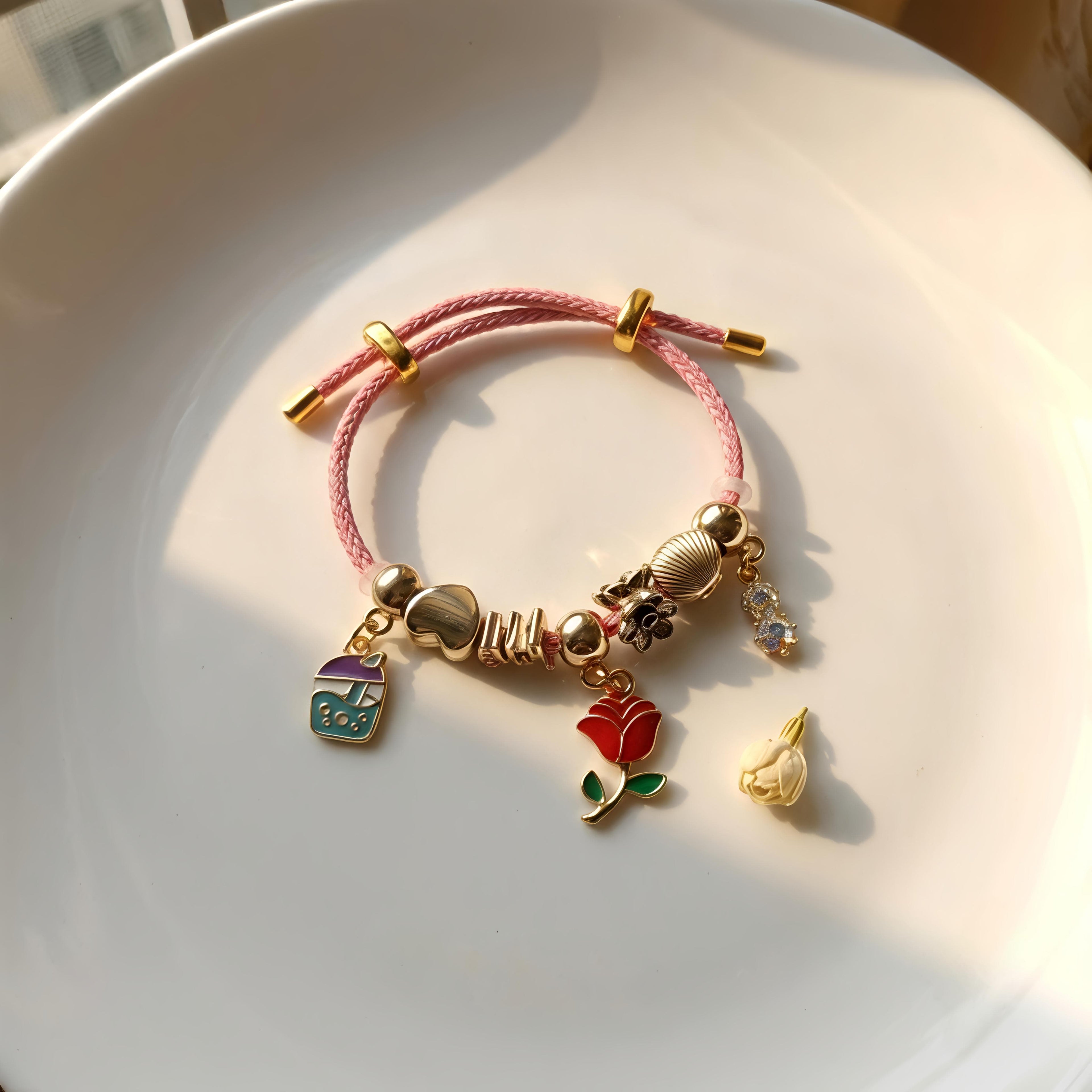 Pink Fabric Pandora Bracelet