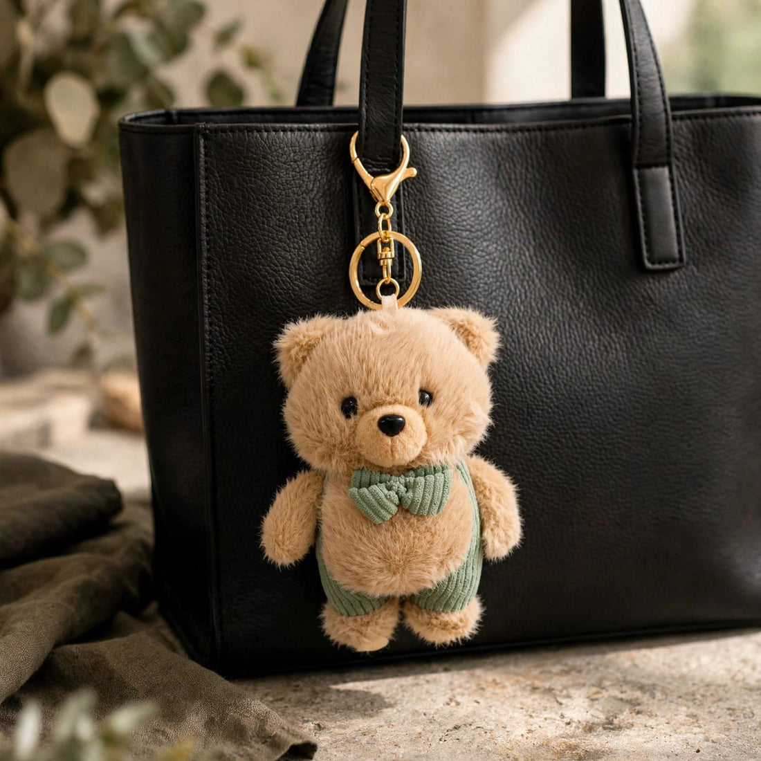 Beige Teddy Bear Bag Charm