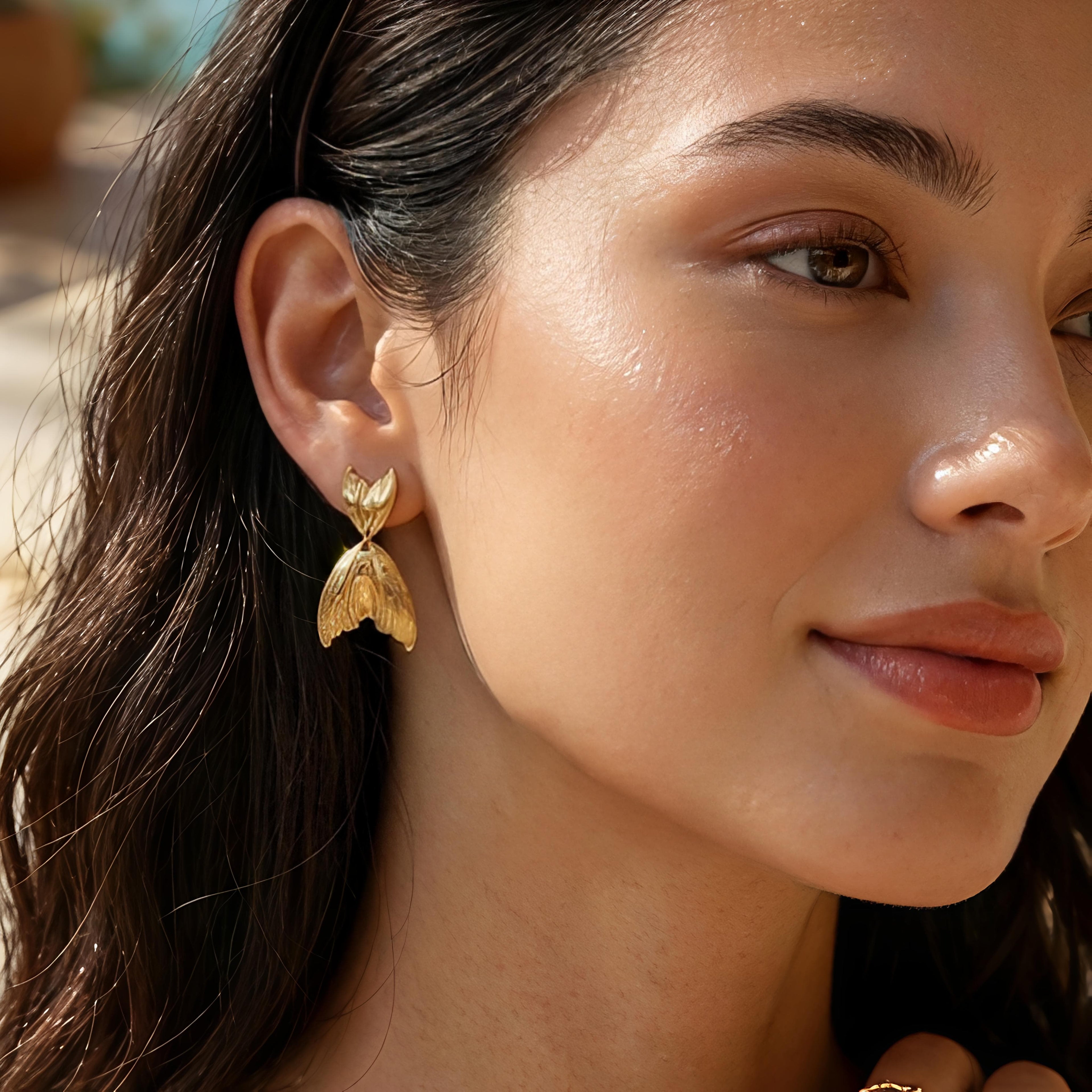 Golden Mermaid Tail Earrings