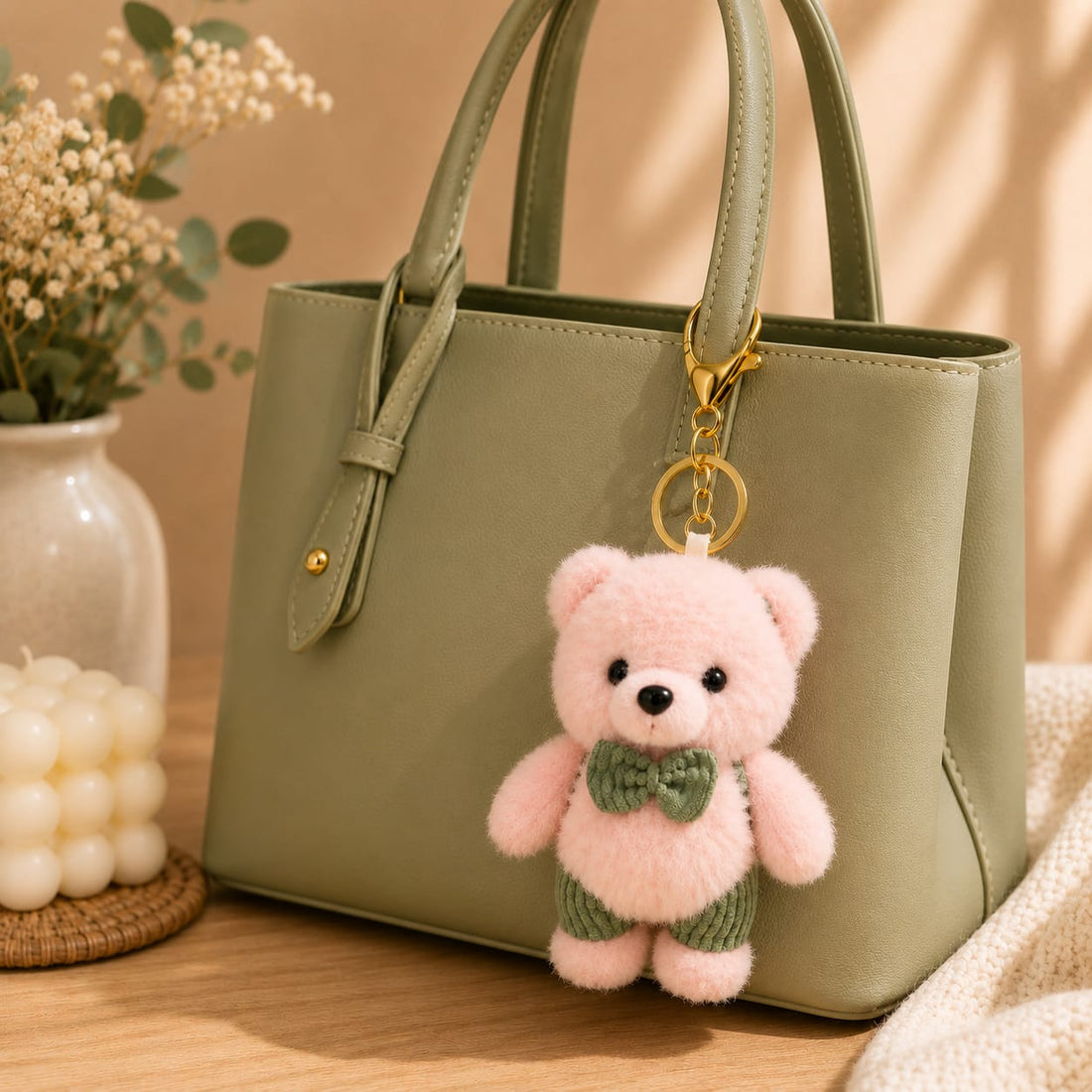 Pink Teddy Bear Bag Charm