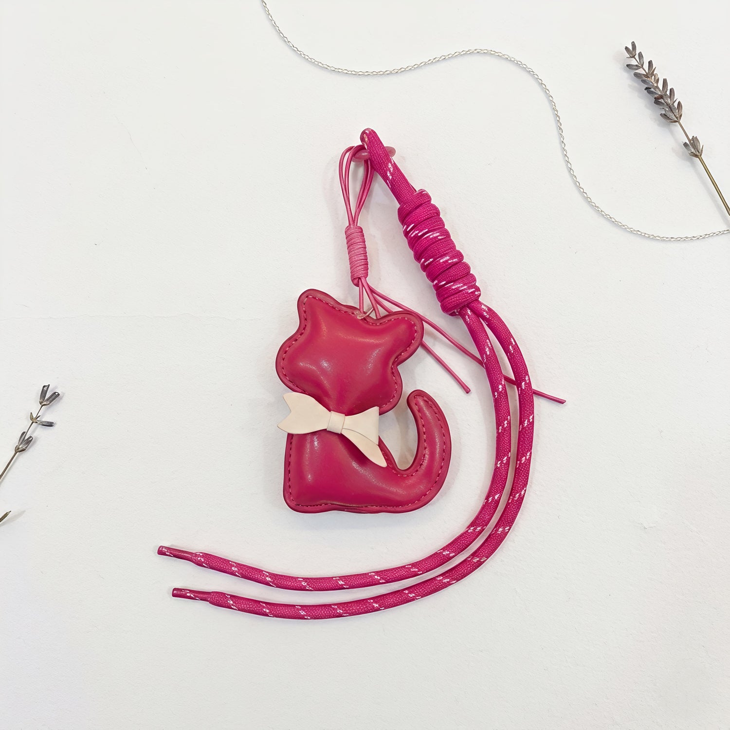 Fuchsia Kitty Bow Bag Charm