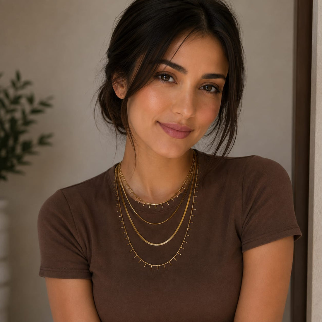 Golden Fringe Fourth Layered Necklace
