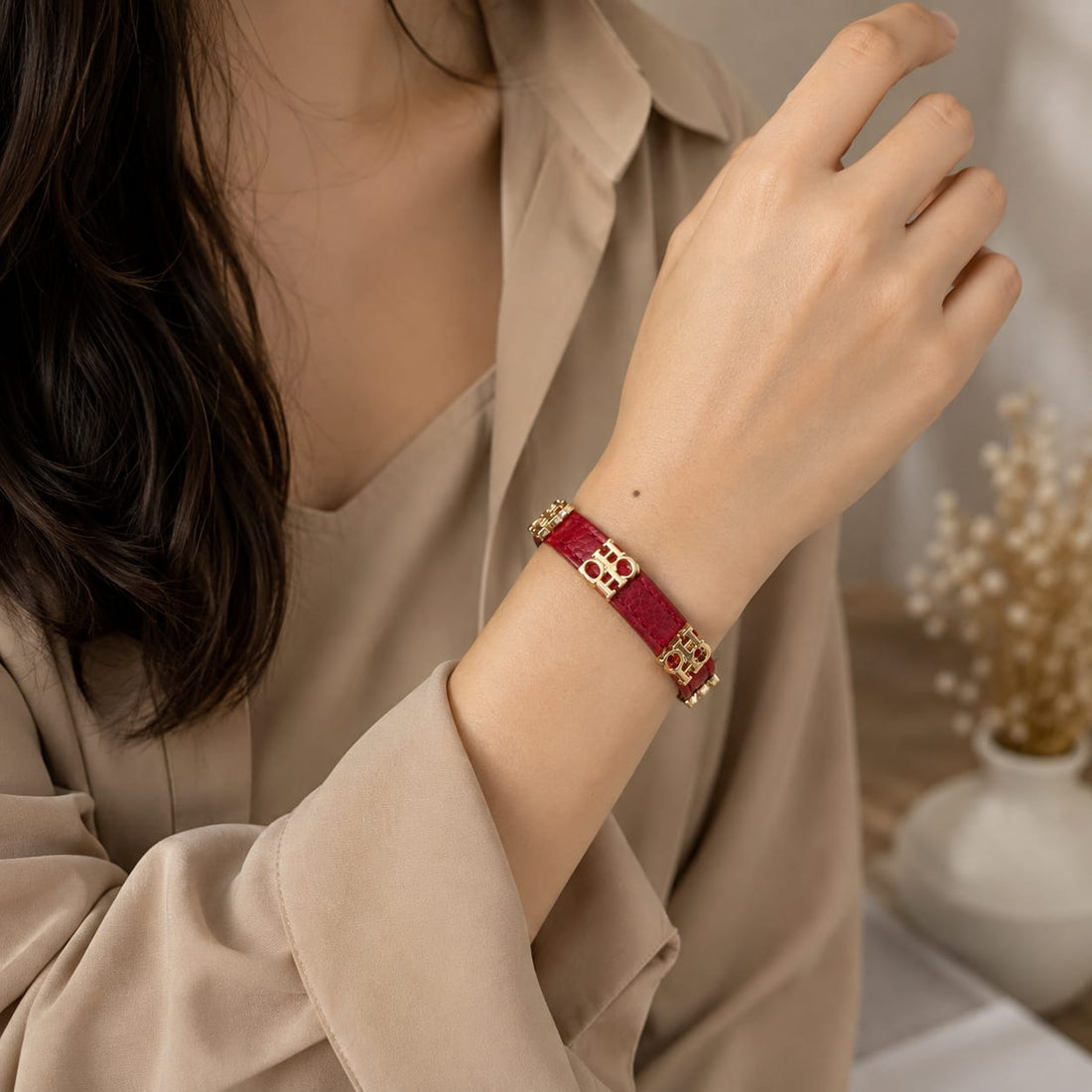 Aurelia Luxe Leather Bracelet - Royal Burgundy