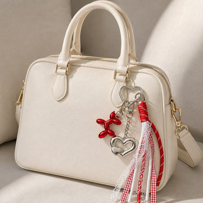 Ruby Balloon Heart Tassel Bag Charm