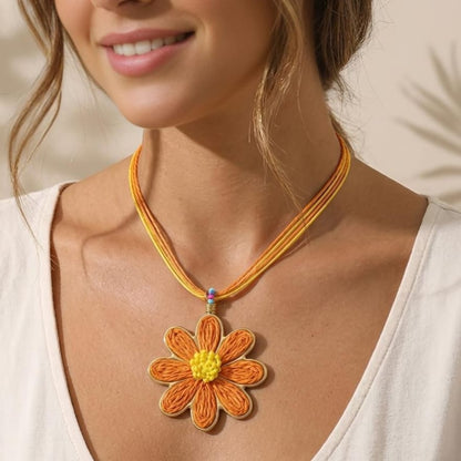 Orange Leaf Flower Choker