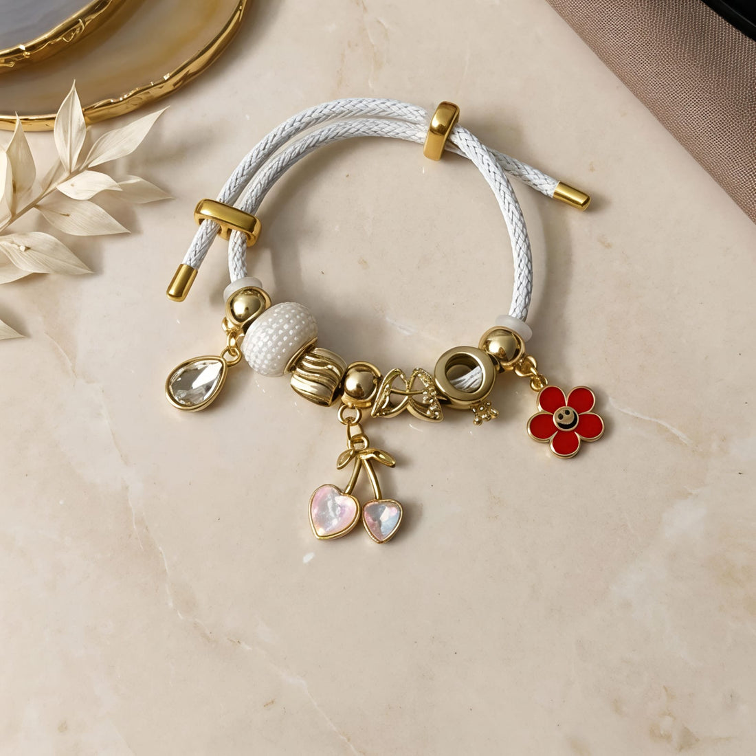 White Fabric Pandora Bracelet