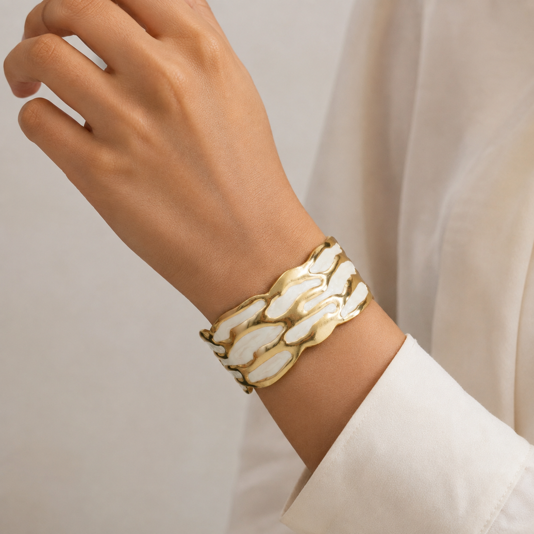 Ivory Wave Cuff Bracelet