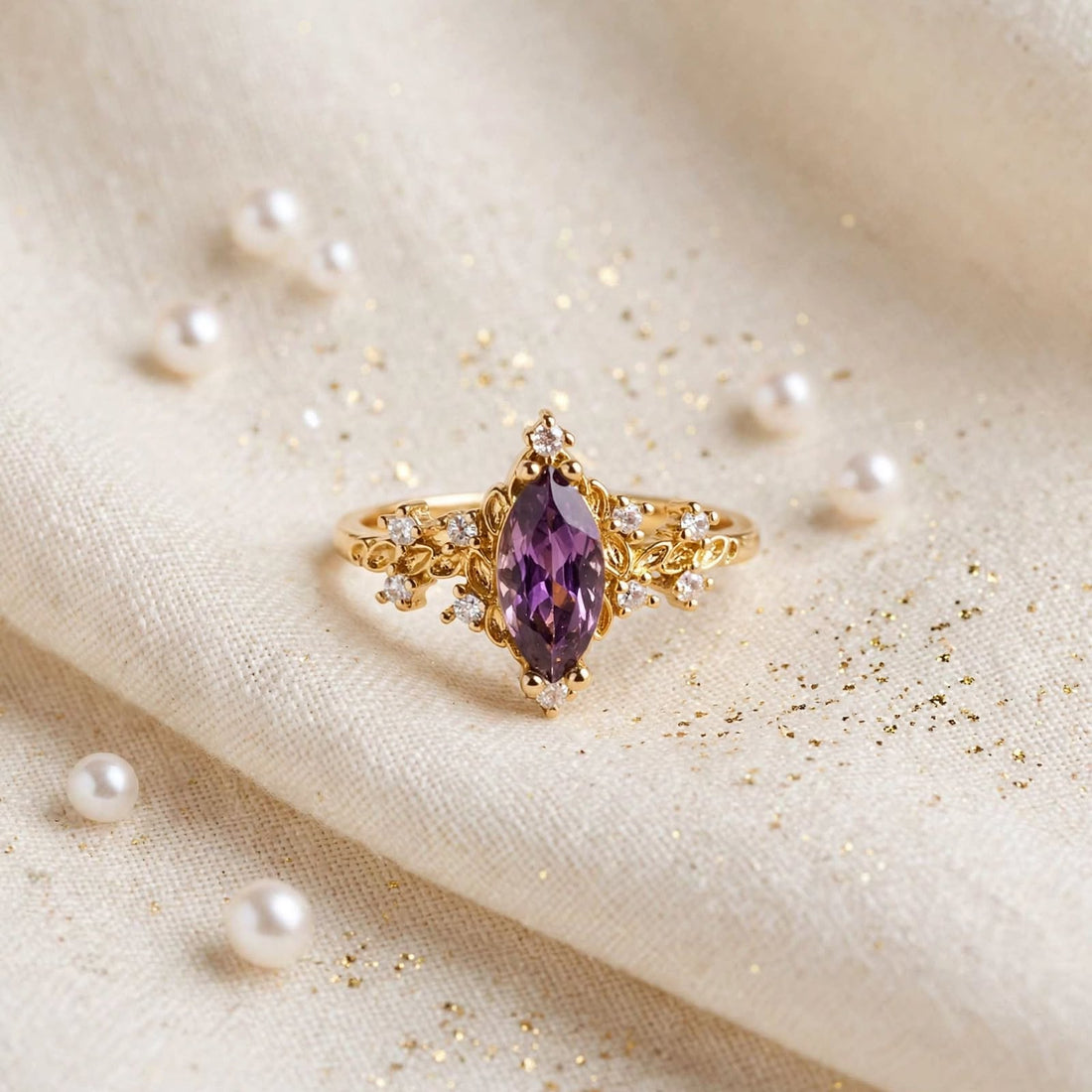 Amethyst Reign – Vintage Marquise Purple Ring