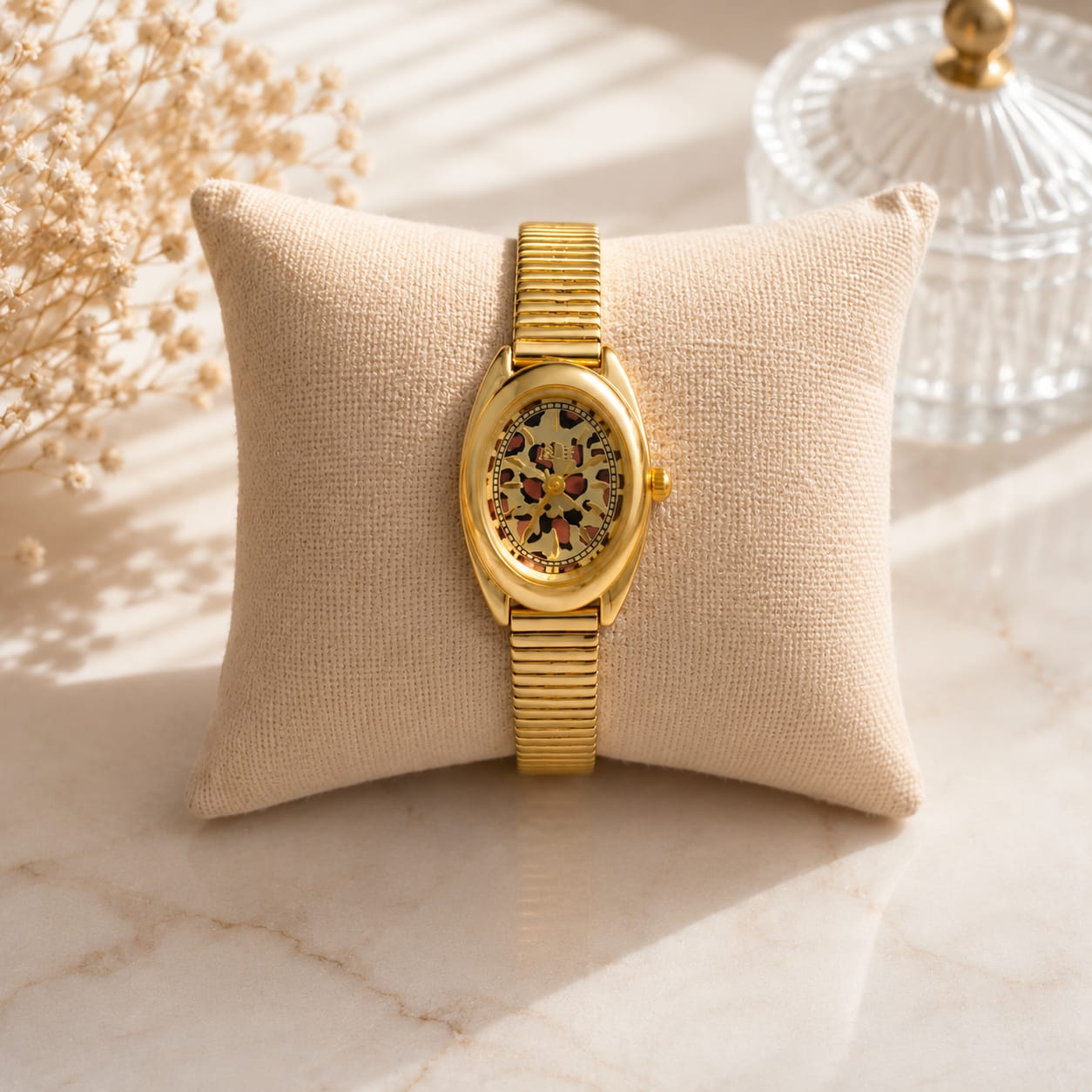 Golden Tiger Oval Watch