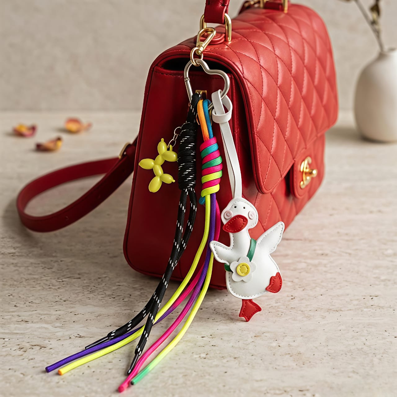 White Duck &amp; Balloon Dog Bag Charm