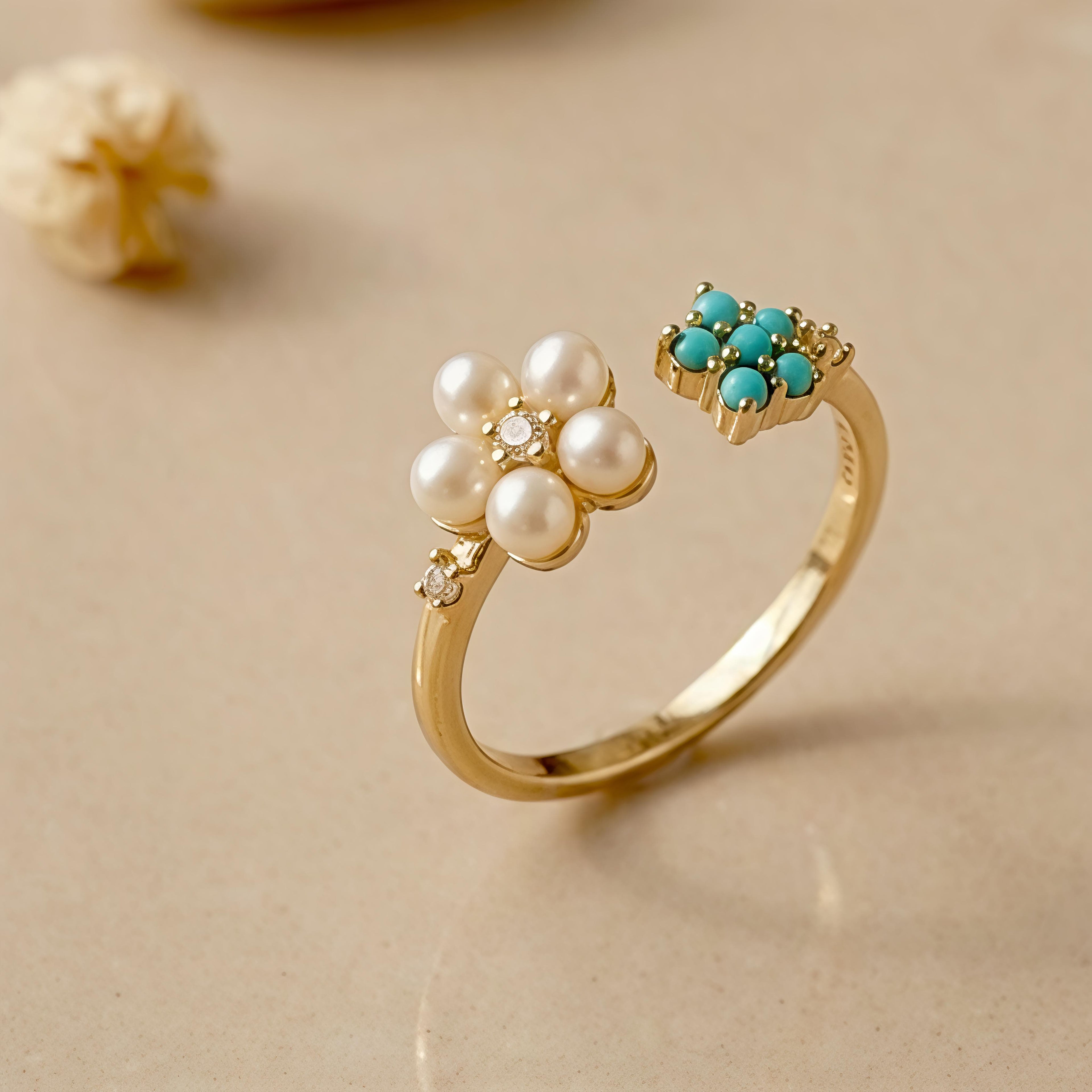 Pearl White Rose Ring