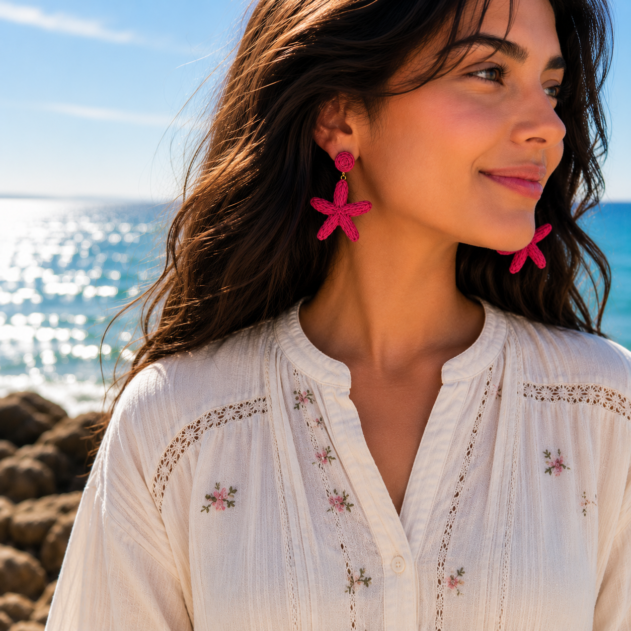 Pink Starfish Handmade Earrings