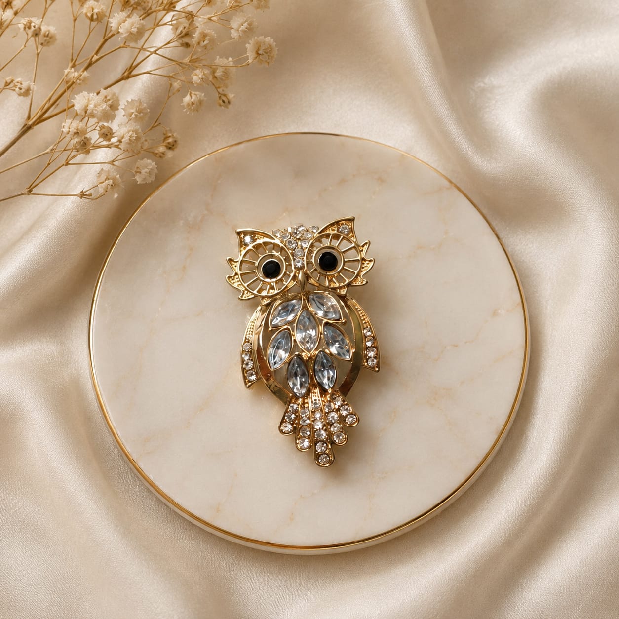 Crystal Owl Brooch