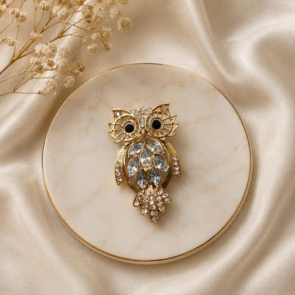 Crystal Owl Brooch