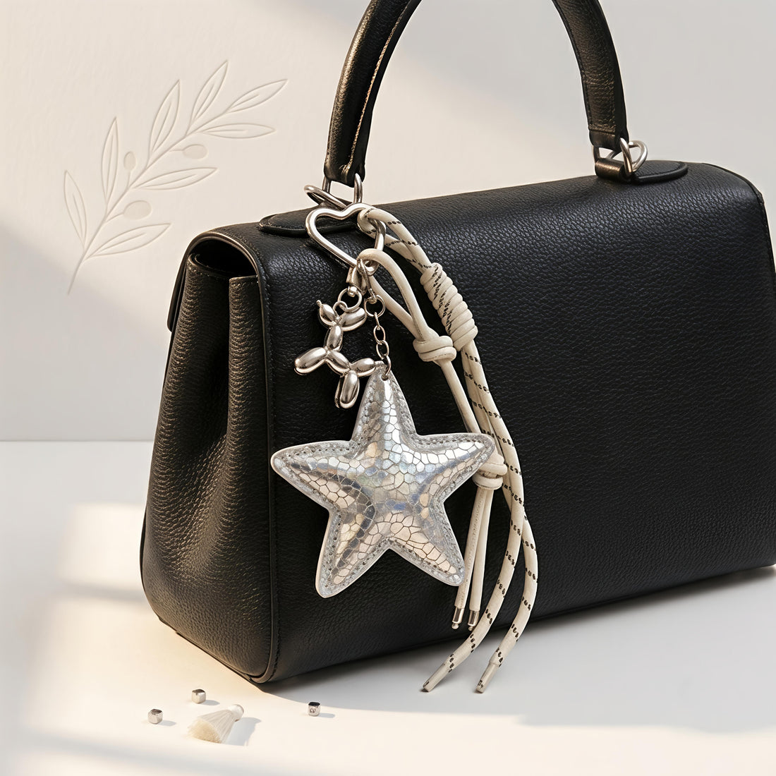 Silver Star Balloon Dog Bag Charm
