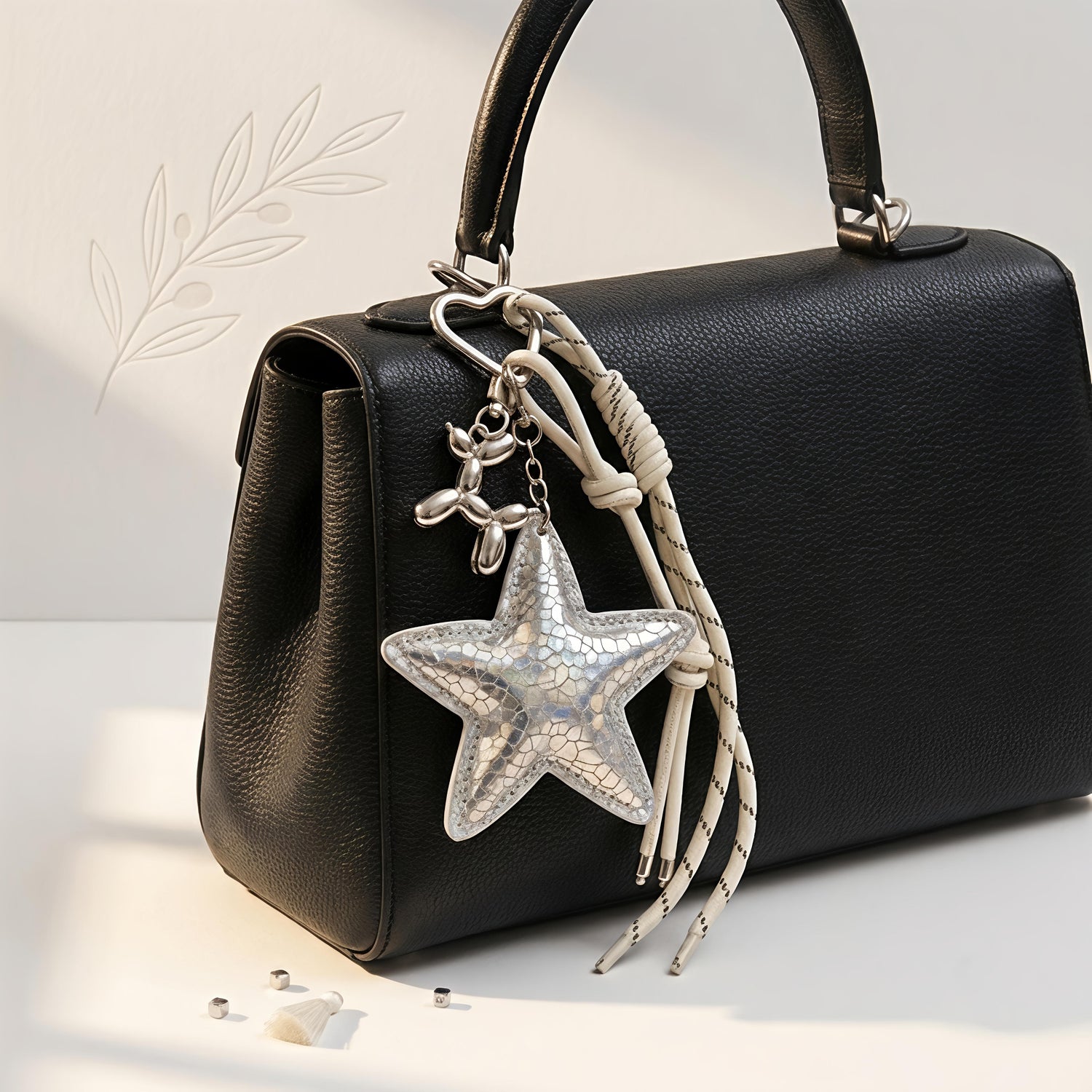 Silver Star Balloon Dog Bag Charm
