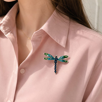 Ocean Dragonfly Crystal Brooch