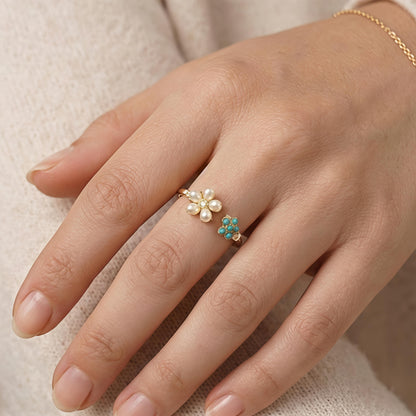 Pearl White Rose Ring