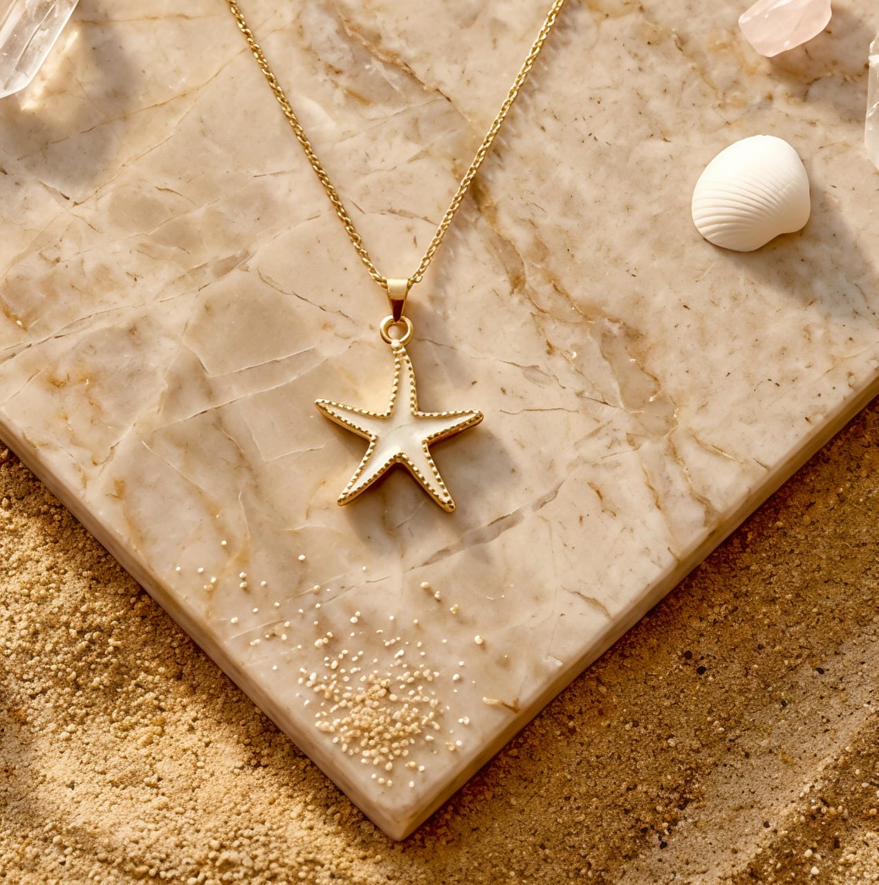 Pearl White Starfish Necklace