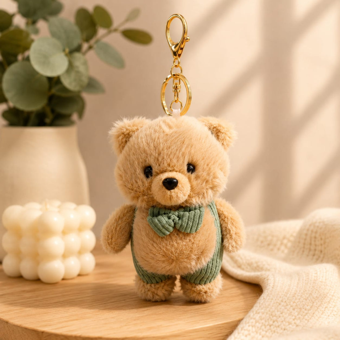 Beige Teddy Bear Bag Charm