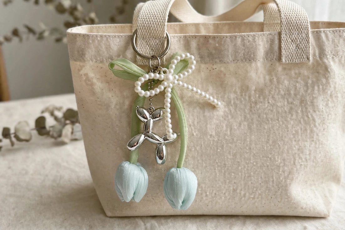 Mint Whisper Tulip Puppy Bag Charm