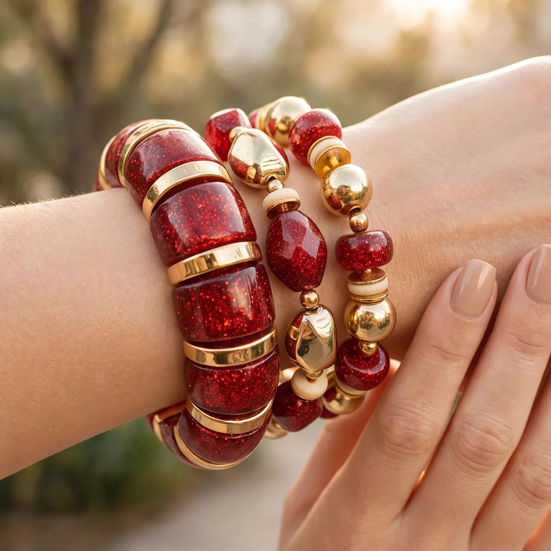 Ruby Glow Bangles Set