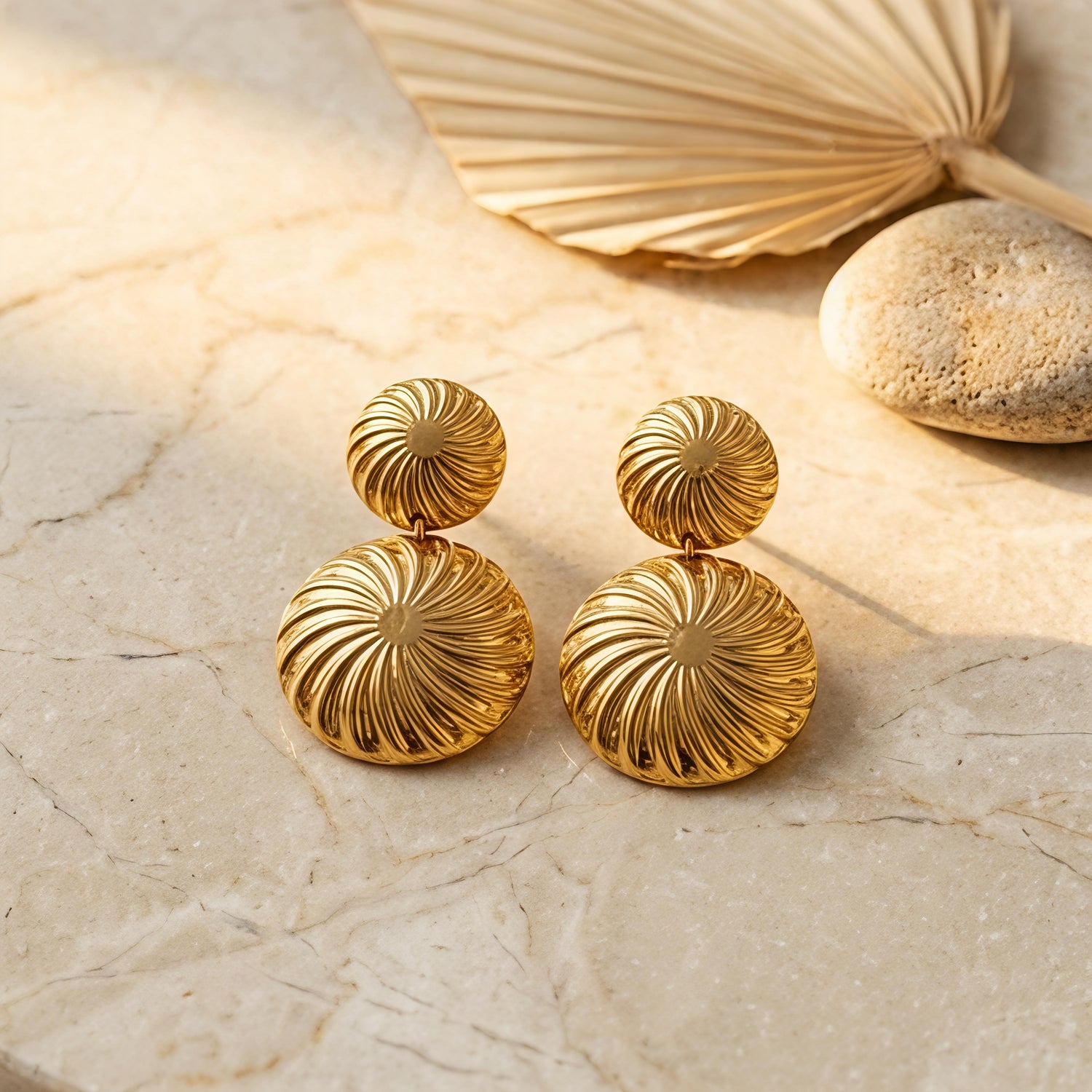 Golden Spiral Drop Earrings