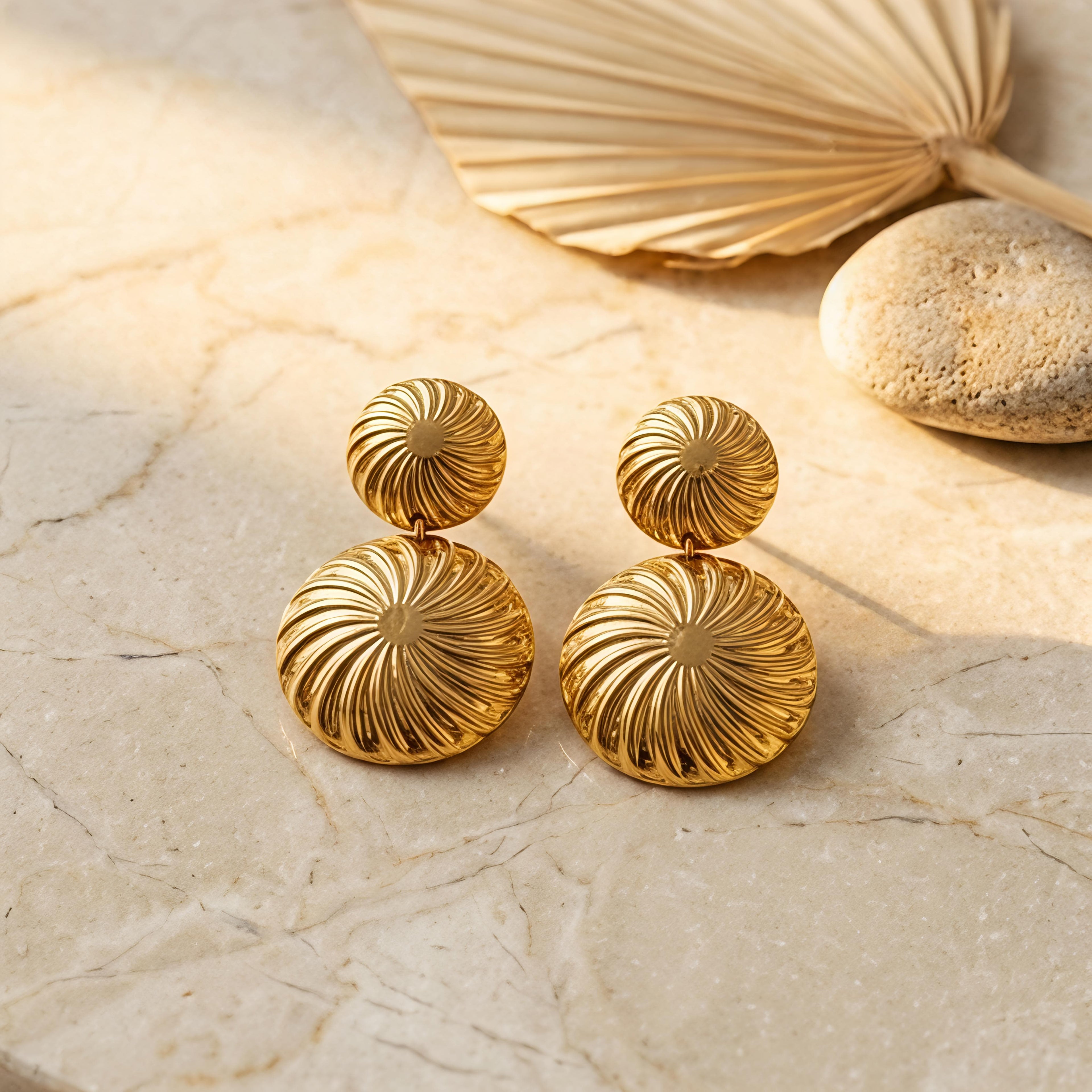 Golden Spiral Drop Earrings