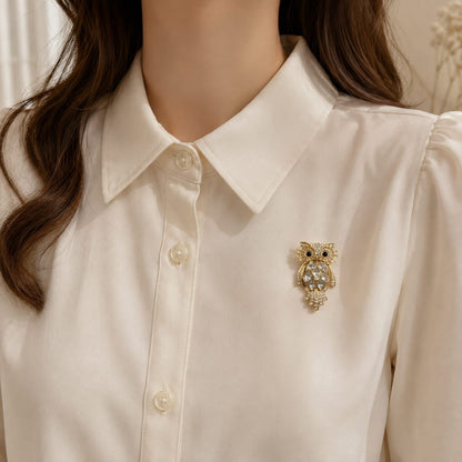 Crystal Owl Brooch