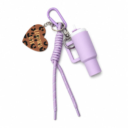 Lavender Leopard Cup Charm Keychain