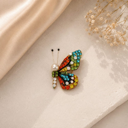 Rainbow Butterfly Pearl Brooch