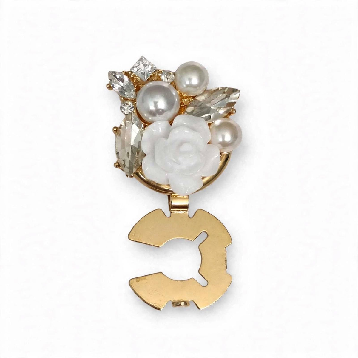 Eve Bloom Button Jewel – White Rose Pearl Button Cover -1 piece