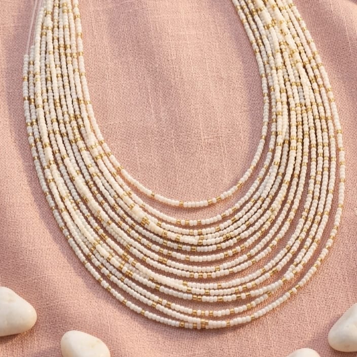 Golden Pearl Cascade Necklace