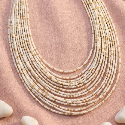 Golden Pearl Cascade Necklace