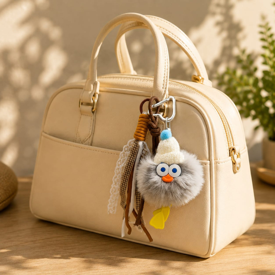 Cloudy Chick Bag Charm – Fluffy Bird Pom Pom Charm