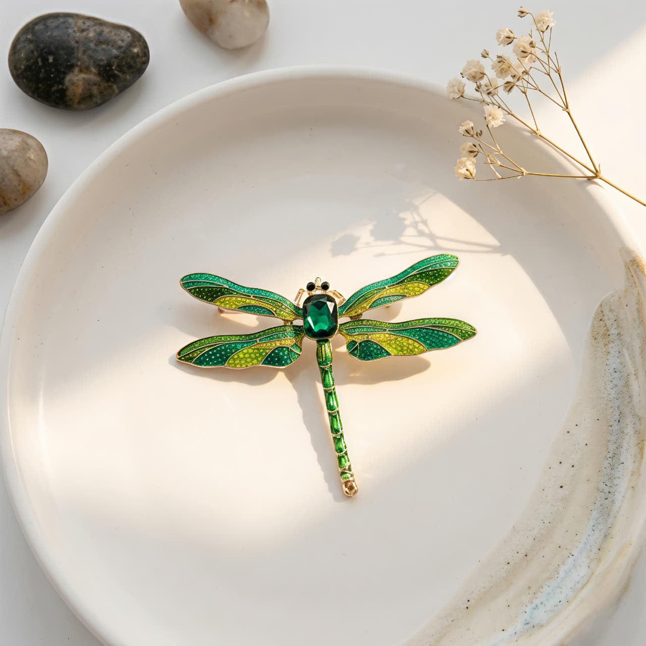 Emerald Dragonfly Brooch