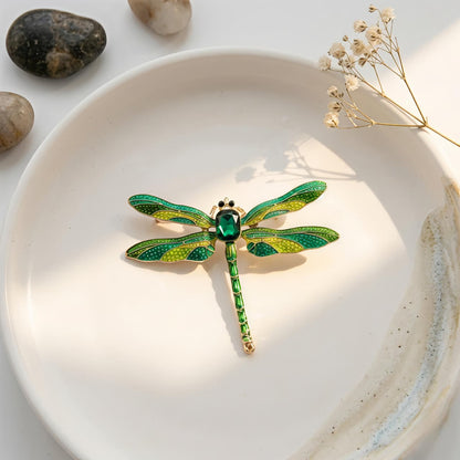 Emerald Dragonfly Brooch