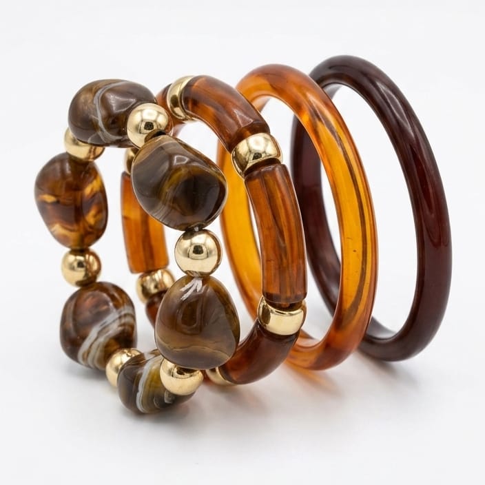 Cocoa Marble Bangles Set