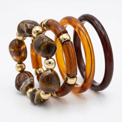 Cocoa Marble Bangles Set