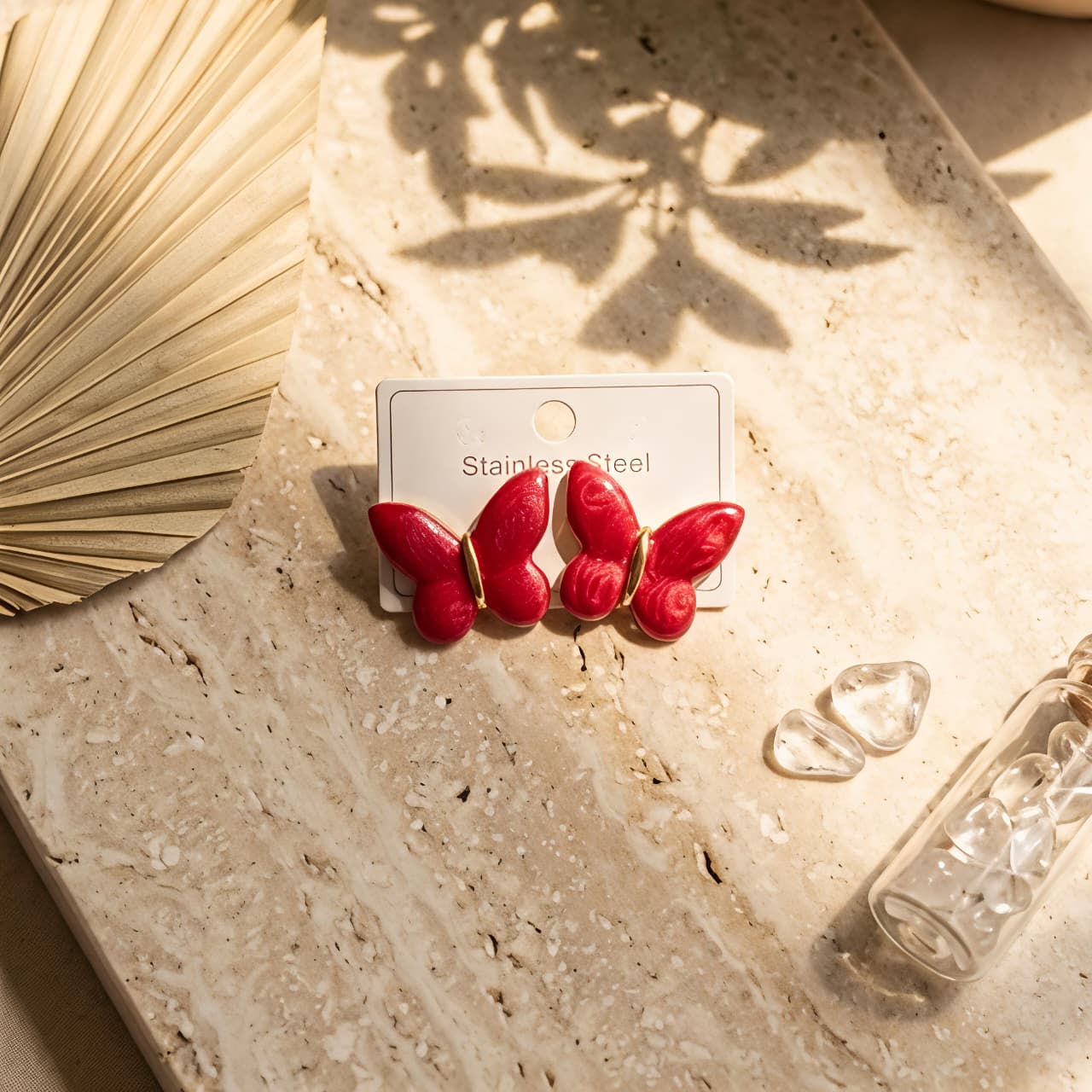 Ruby Butterfly Earrings