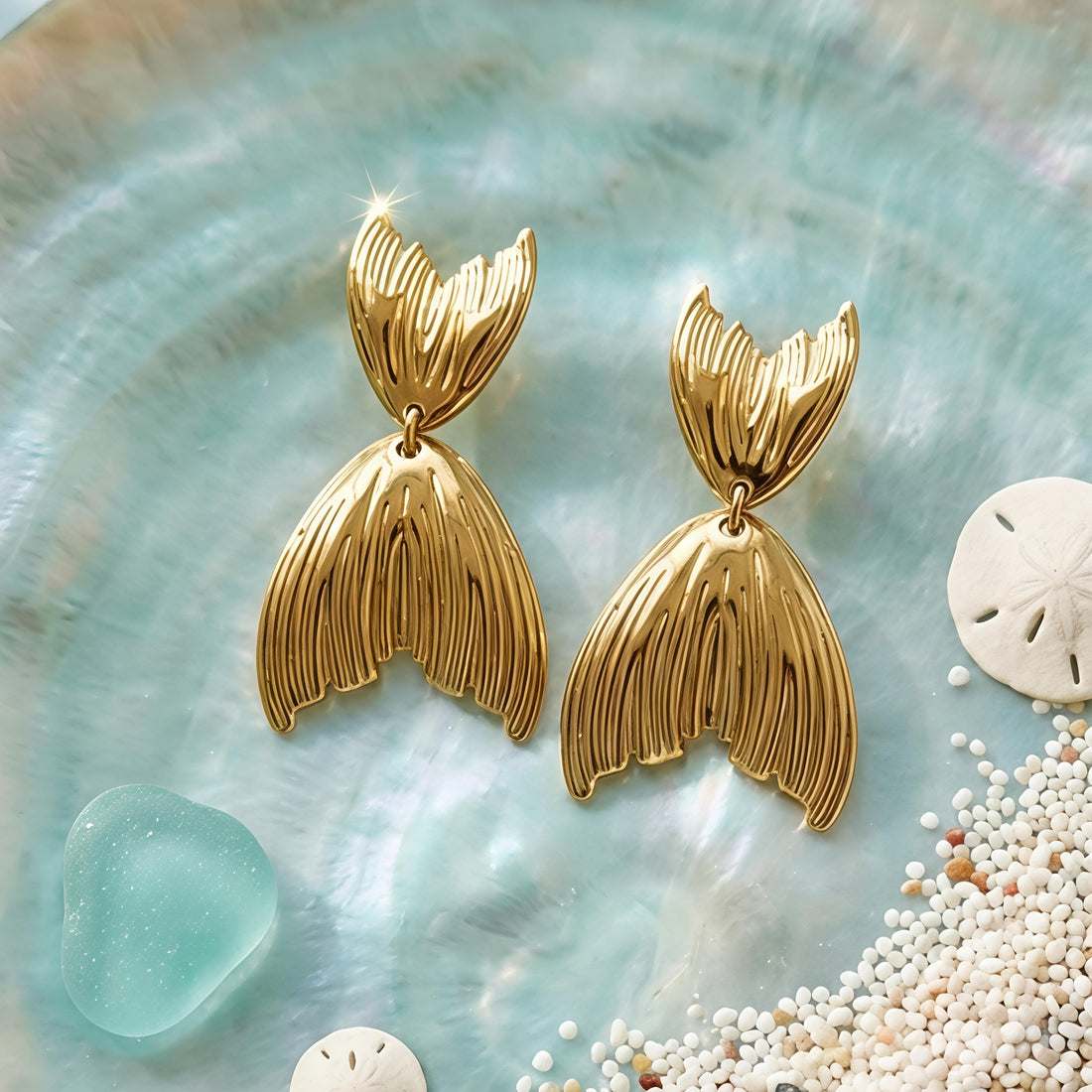 Golden Mermaid Tail Earrings