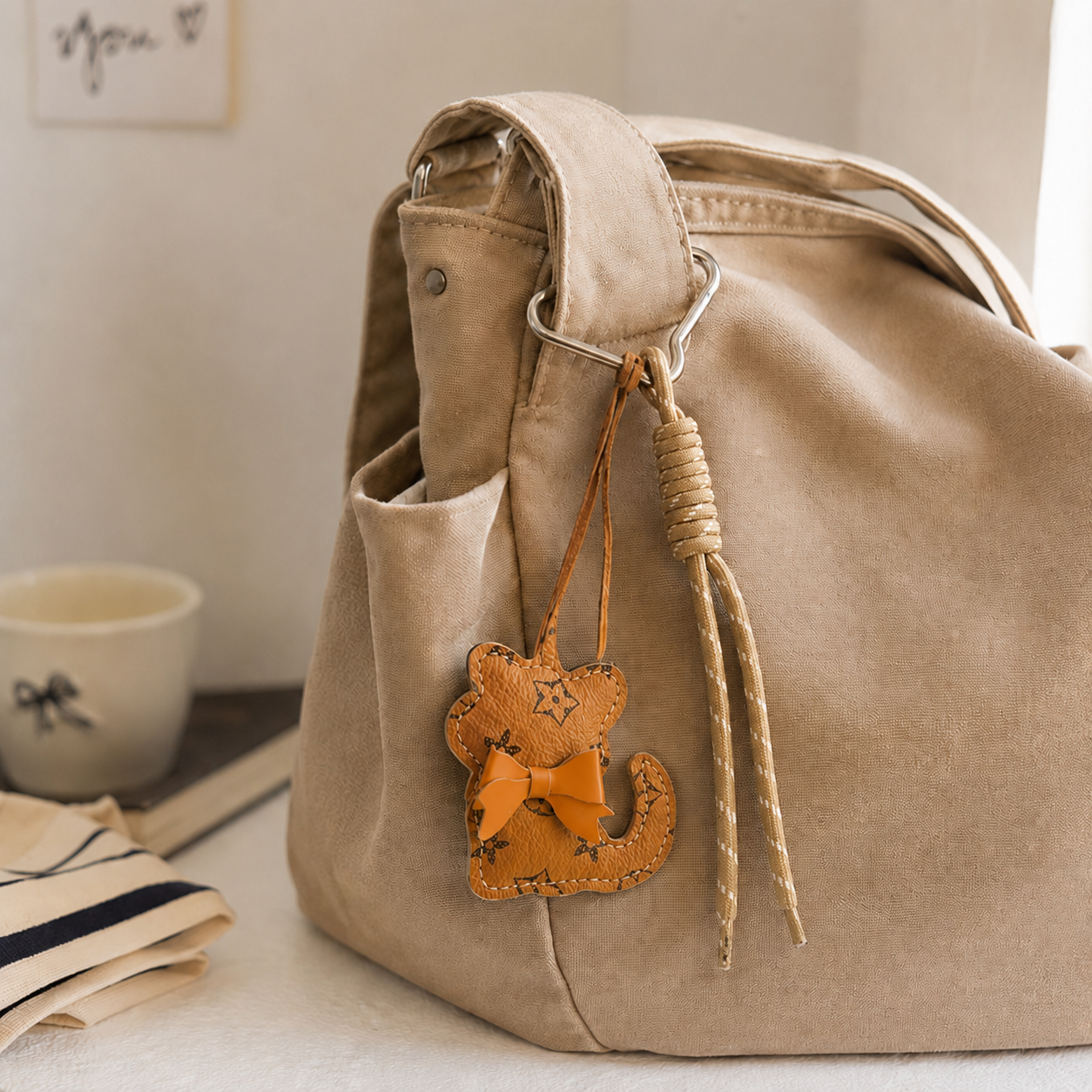 Brown Cat Bag Charm