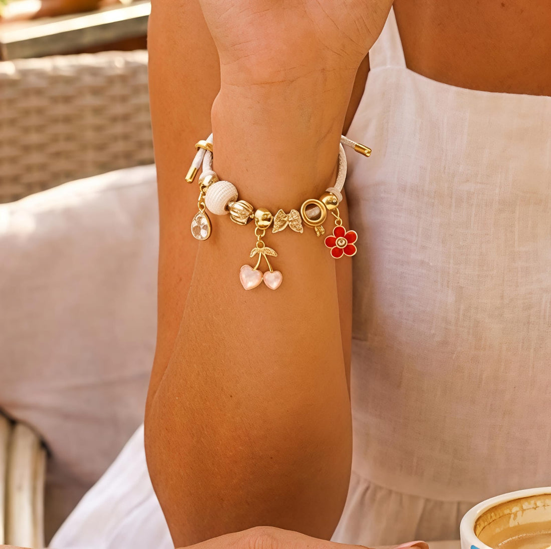 White Fabric Pandora Bracelet