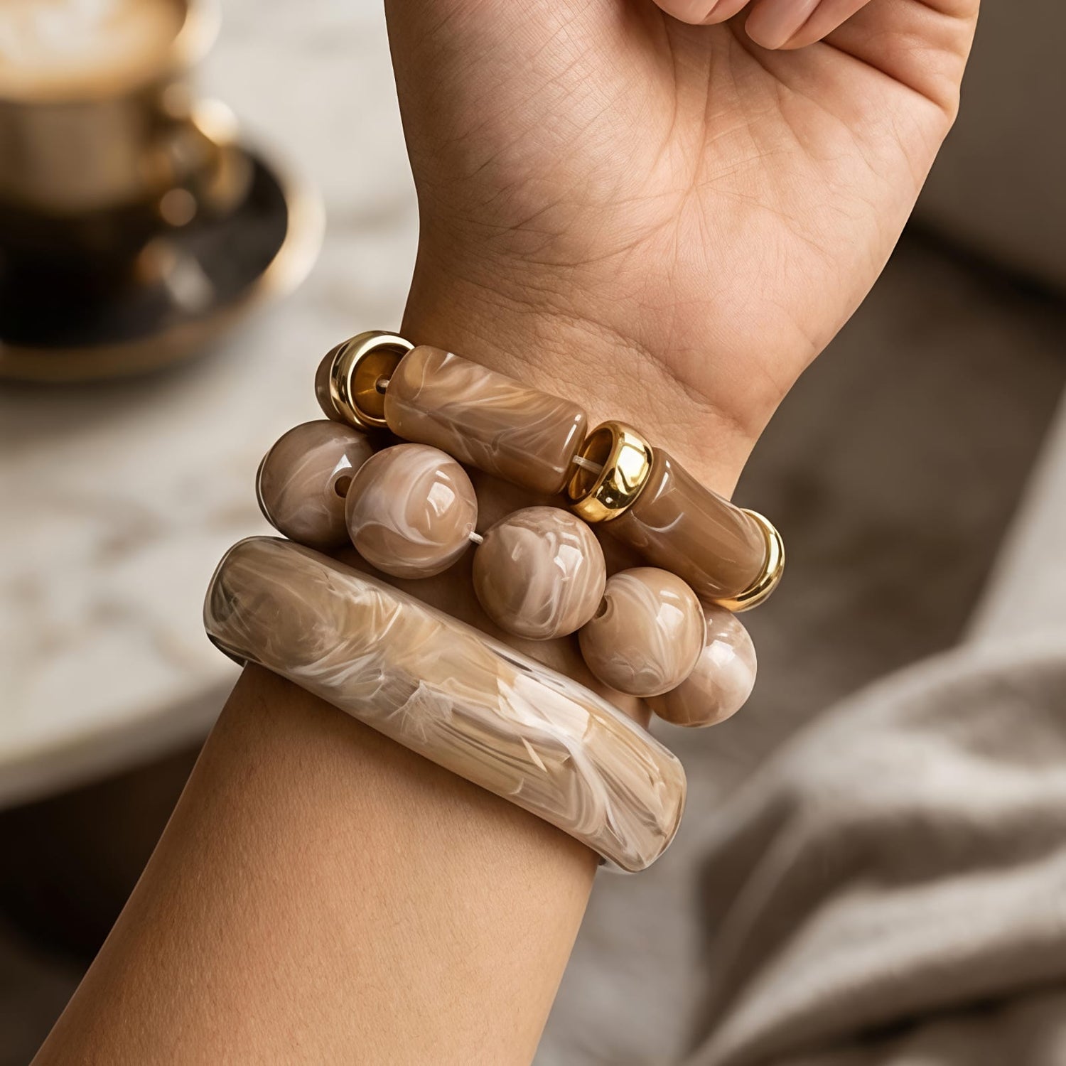 Mocha Chunky Bangle Set – 3 Pieces