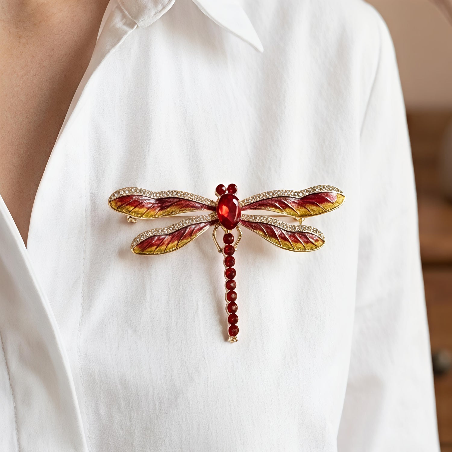 Ruby Dragonfly Brooch