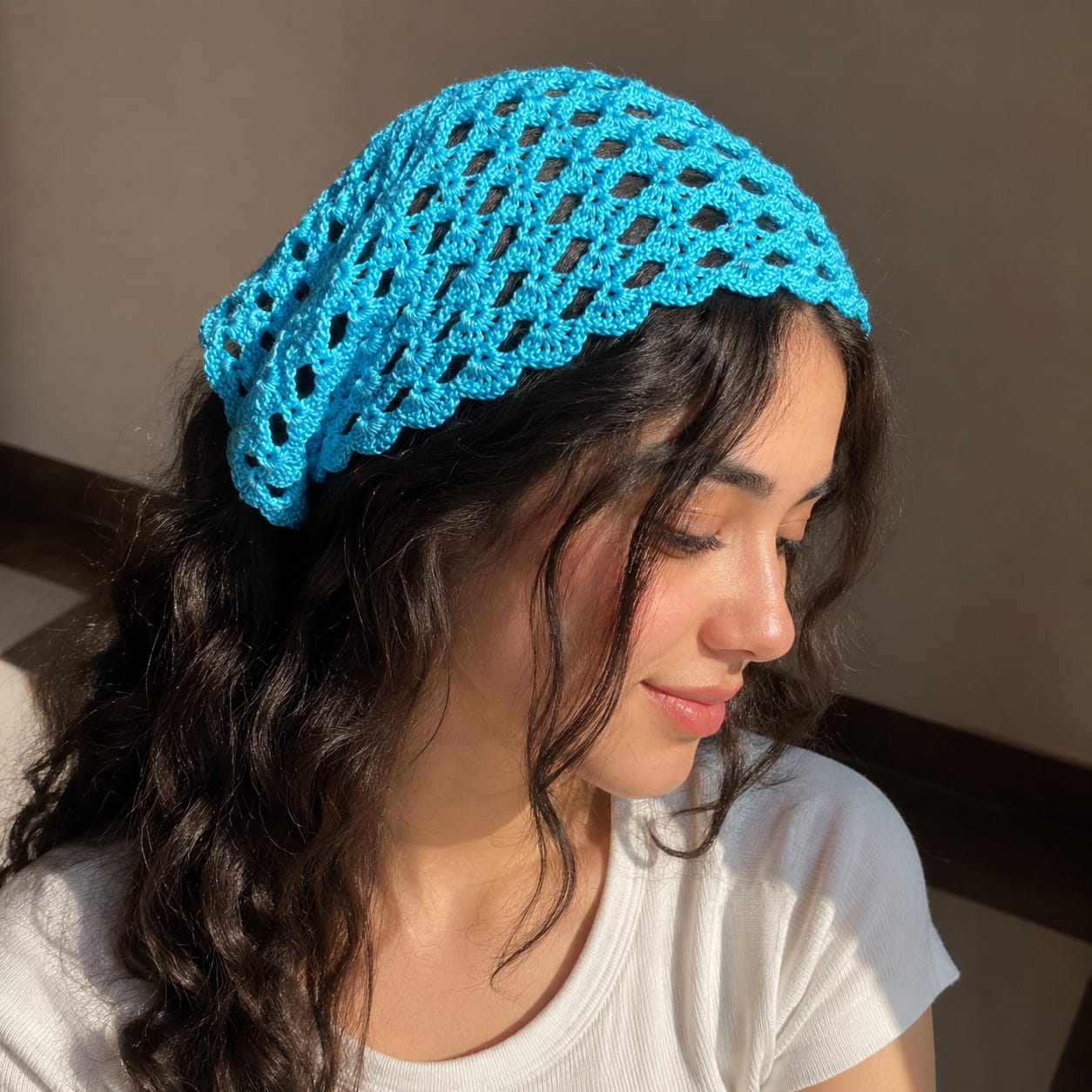 Sky Blue Crochet Bandana