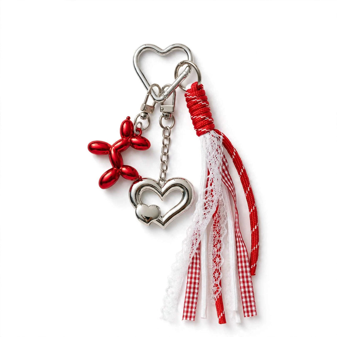 Ruby Balloon Heart Tassel Bag Charm