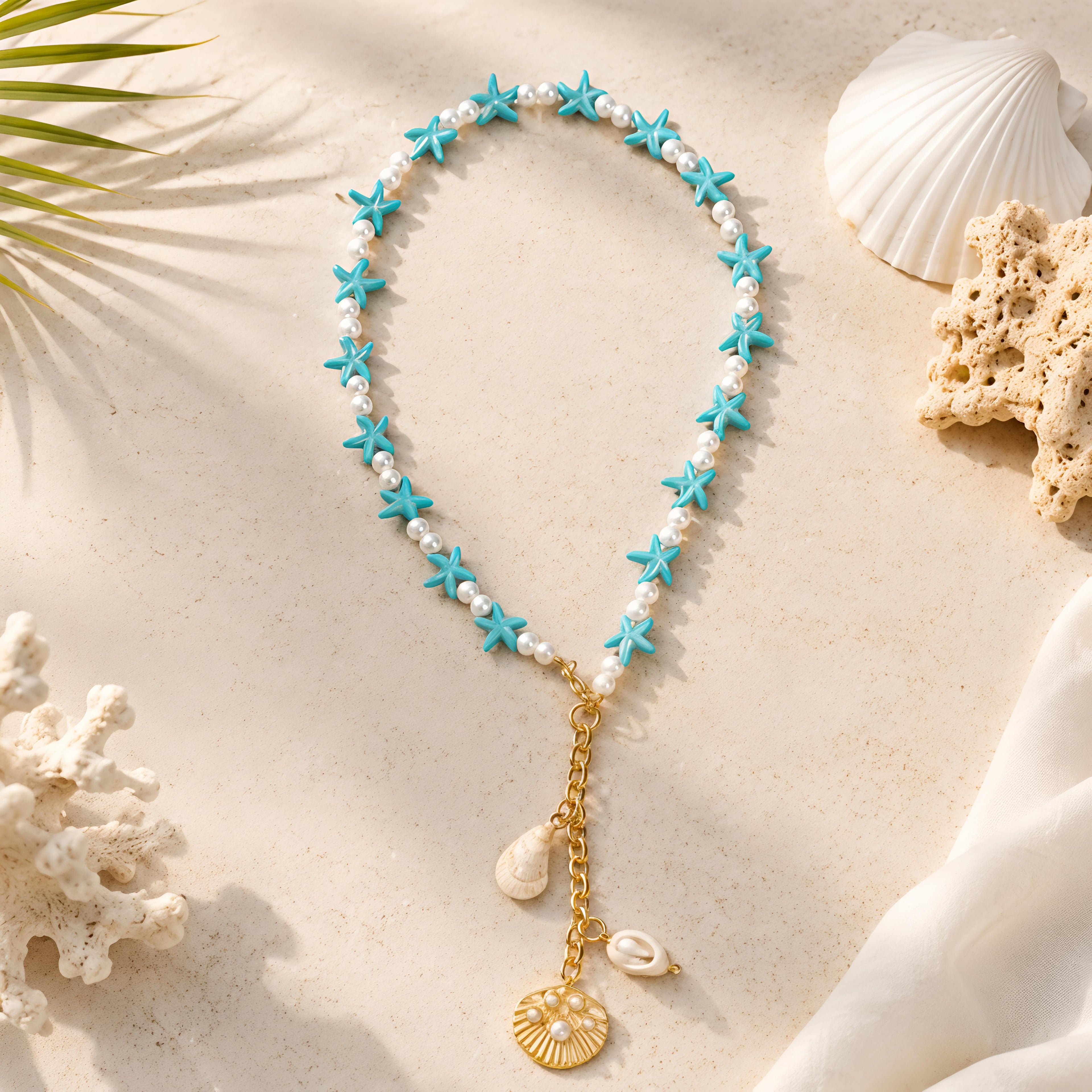 Marina Pearl &amp; Turquoise Y-Necklace